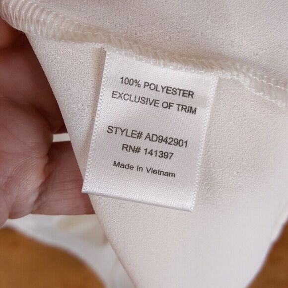 ASTR Womens Top Medium White Pullover Tank Sheer Rhinestone Beaded Sleeveless - Picture 5 of 8